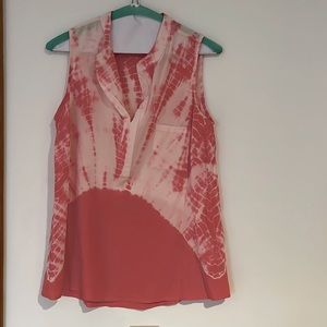 Silk sleeveless v-neck tie dye top